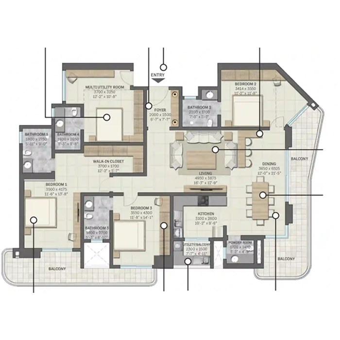 Sobha Crescent Sector 63A 5BHK Floor Plan